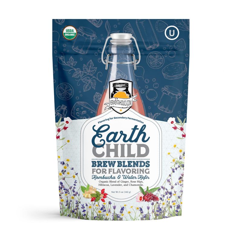 Fermentaholics Organic Earth Child Brew Blends: Secondary Fermentation Flavoring for Kombucha, Water Kefir, and Other Fermented Drinks