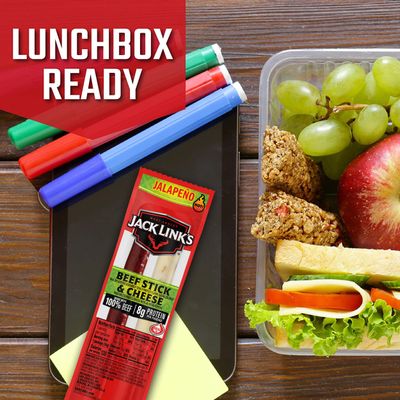 Jack Links Jalapeno Beef &amp; Cheese Combo, Spicy Snack Pack - 100% Beef Stick and Cheese Stick Made with Real Wisconsin Cheese - 8g Protein, 1.2 Ounce (Pack of 16)