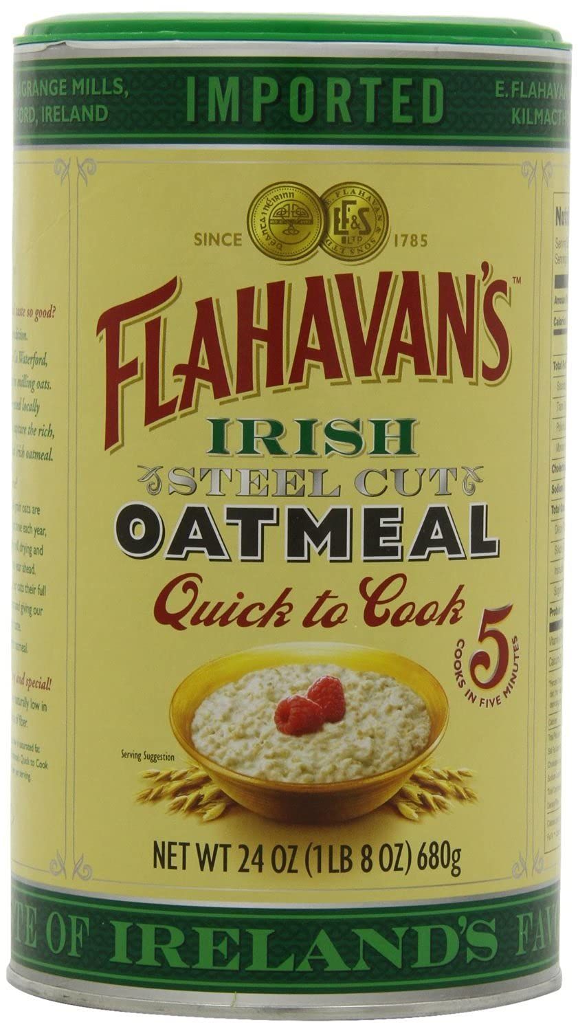 Flahavan&#39;s Irish Steel Cut Oatmeal, 24-ounce Drums (Pack of 6)