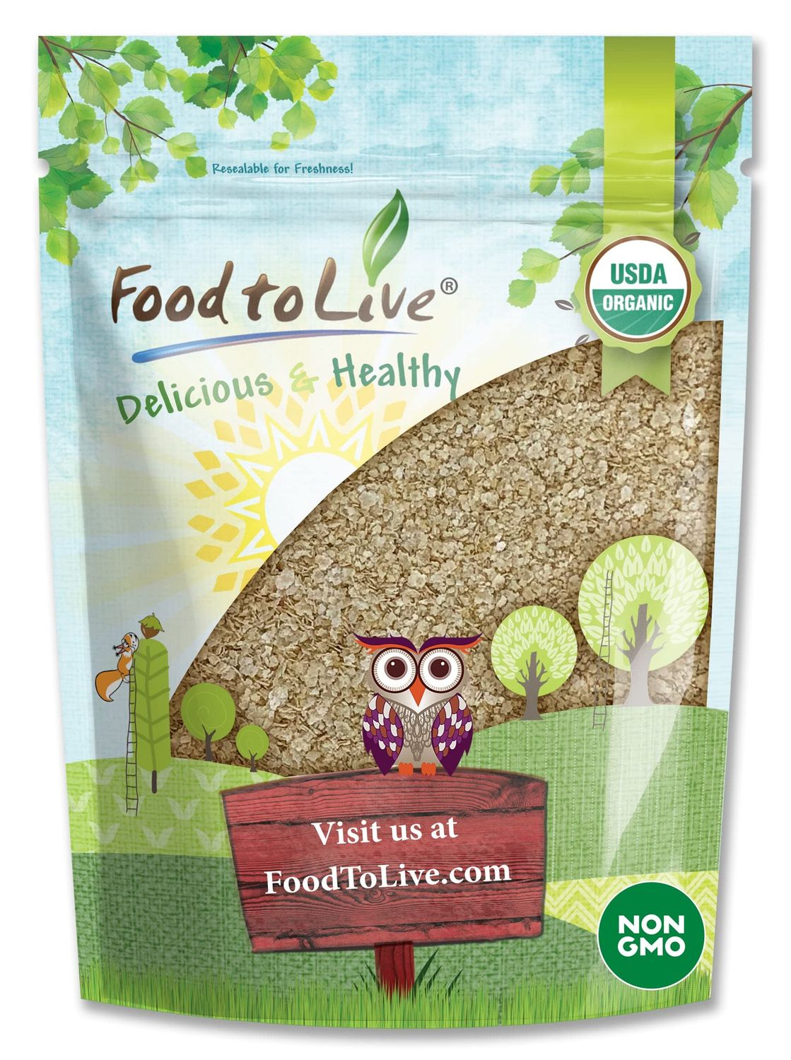 Food to Live Organic Amaranth Flakes, 1 Pound - Non-GMO Pressed Amaranth Seeds, Vegan, Kosher, Bulk, High in Dietary Fiber, Protein, &amp; Selenium. Great for Cooking, Baking, Oatmeal, Cereals, Yogurts.