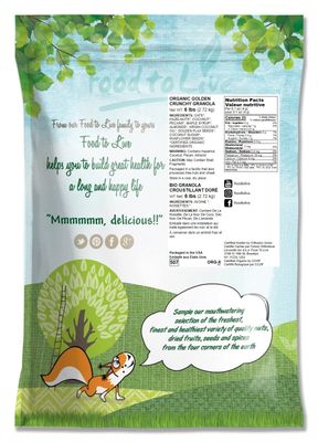 Food to Live Organic Golden Crunchy Granola, 6 Pounds - Small Batch, Handcrafted, Bulk, Great as Snack & for Breakfast Cereals, Contains Hazelnuts, Pecan Nuts, Almonds, Coconut, Flax & Sunflower Seeds