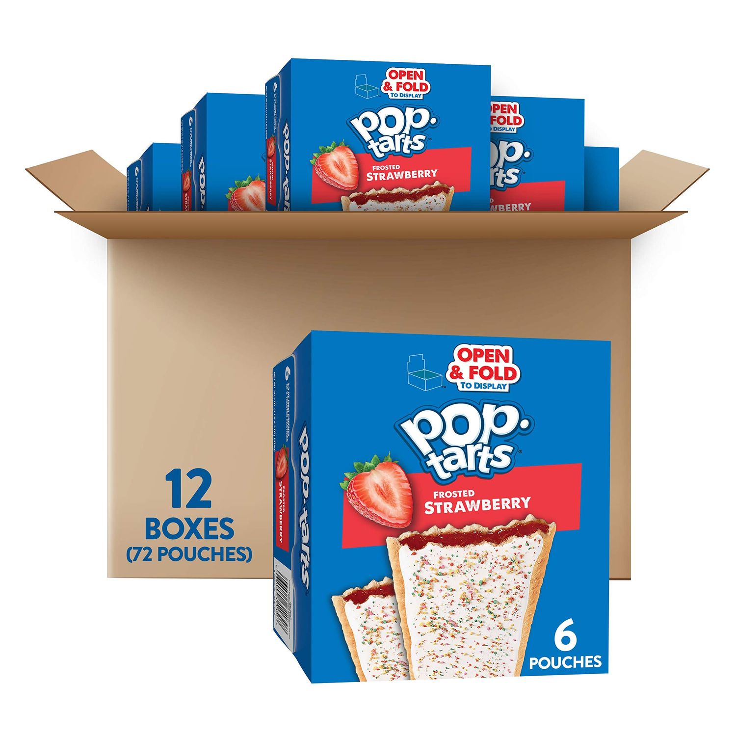 Pop-Tarts Toaster Pastries, Frosted Strawberry, 22oz (72 Count)