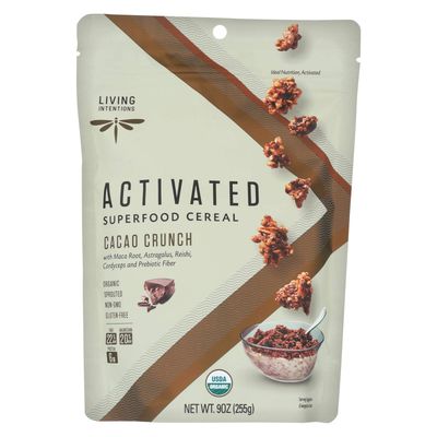 Living Intentions Organic Cacao Crunch Superfood Cereal, 9 Ounce - 6 per case.6