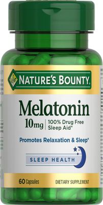 Nature&#39;s Bounty Melatonin, 100% Drug-Free Sleep Aid, Dietary Supplement, 10 mg, 60 Count