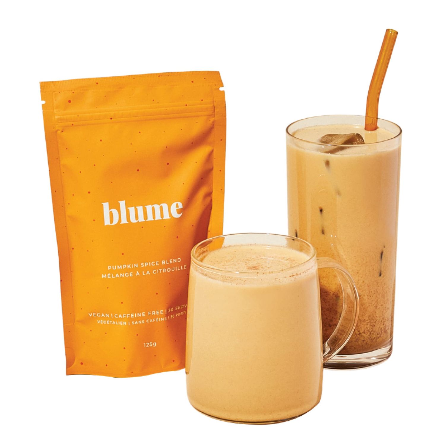 Blume Pumpkin Spice Latte - Superfoods Powdered Latte - Syrup free, Organic &amp; Vegan Latte - 30 Servings (125g)