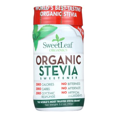 SweetLeaf Organic Stevia Powder Shaker Jar - Zero Calorie Sweetener with Stevia Leaf Extract, No Artificial Sweetener Additive, Sugar Free, Keto Friendly, Non GMO, Gluten Free - 3.2 Oz (Pack of 1)