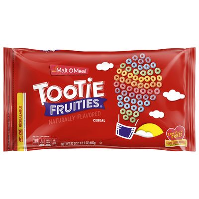 Malt-O-Meal Tootie Fruities Breakfast Cereal, Colorful and Fruity Cereal for the Family, Family Cereal Size, 23 OZ Resealable Cereal Bag