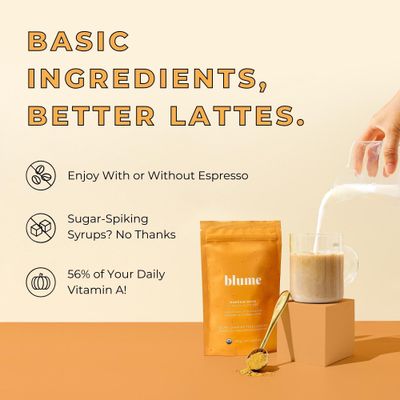 Blume Pumpkin Spice Latte - Superfoods Powdered Latte - Syrup free, Organic &amp; Vegan Latte - 30 Servings (125g)