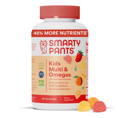 SmartyPants Kids Multivitamin Gummies: Omega 3 Fish Oil (EPA/DHA), Vitamin D3, C, Vitamin B12, B6, Vitamin A, K &amp; Zinc for Immune Support, Gluten Free, Three Fruit Flavors, 90 Count (22 Day Supply)