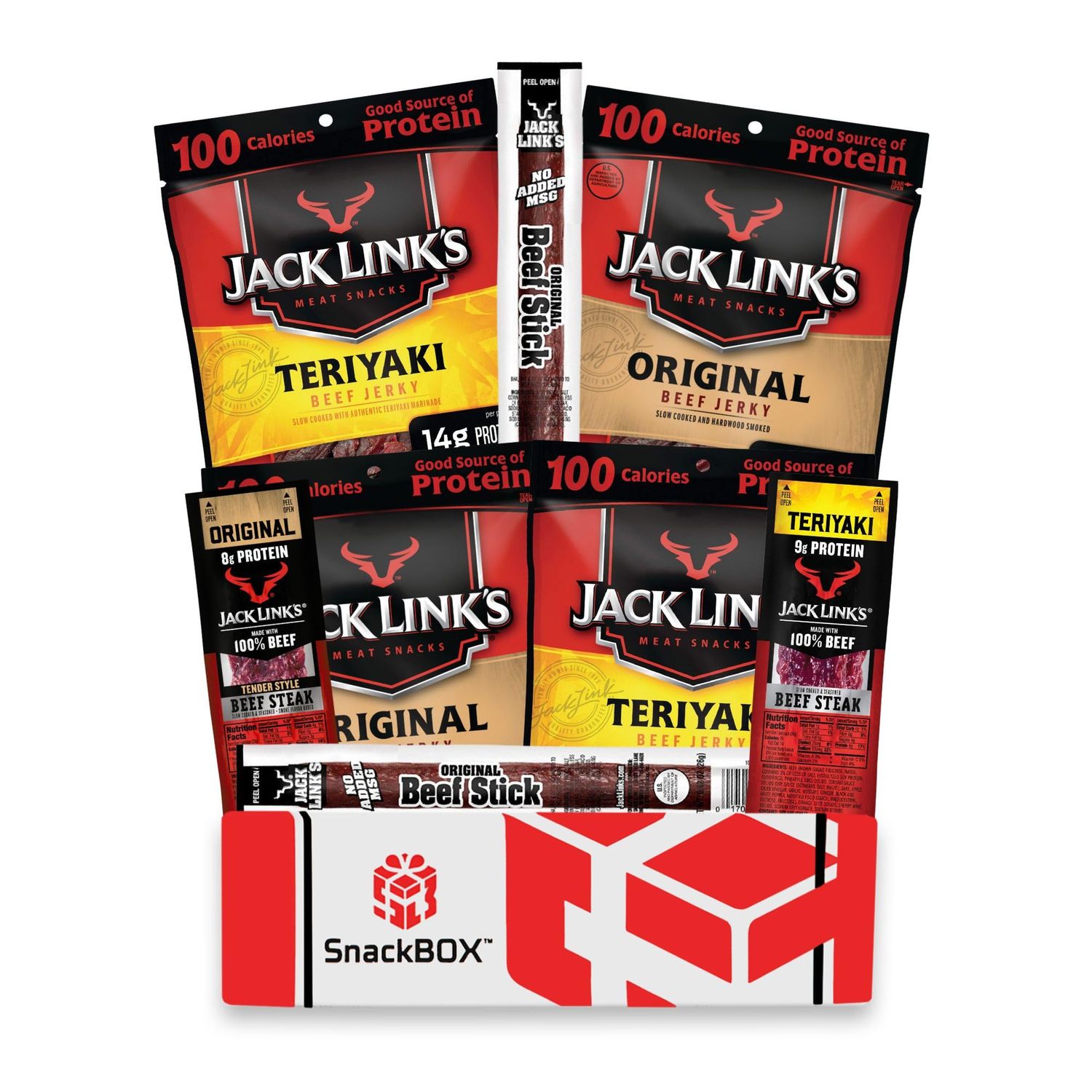 Jack Link&#39;s Beef Jerky Care Package Variety Pack | Gift Basket | Snack BOX (8 Items) Christmas, Final Exams, Graduation, Birthday, Date Night, College, Gift for Guys, Camping, Hunting and Much more!