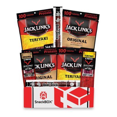 Jack Link&#39;s Beef Jerky Care Package Variety Pack | Gift Basket | Snack BOX (8 Items) Christmas, Final Exams, Graduation, Birthday, Date Night, College, Gift for Guys, Camping, Hunting and Much more!