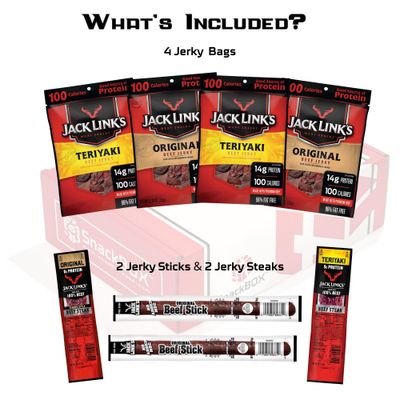 Jack Link's Beef Jerky Care Package Variety Pack | Gift Basket | Snack BOX (8 Items) Christmas, Final Exams, Graduation, Birthday, Date Night, College, Gift for Guys, Camping, Hunting and Much more!
