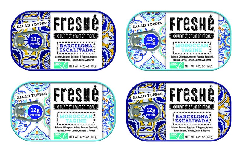 Fresh Canned Salmon Variety Pack (4 Pack) - Mediterranean Style Atlantic Salmon in Olive Oil with Lemon - Sustainably Farmed Tinned Fish (4.25oz Cans)
