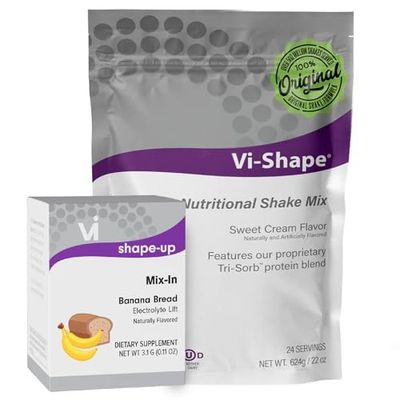Vi-Shape Banana Bread Electrolyte 1 Shake Pouch (24 Servings) + 1 Box Banana Bread Mix-in (15 Servings) Daily Energy - Enhance Endurance, Formerly Known as Visalus