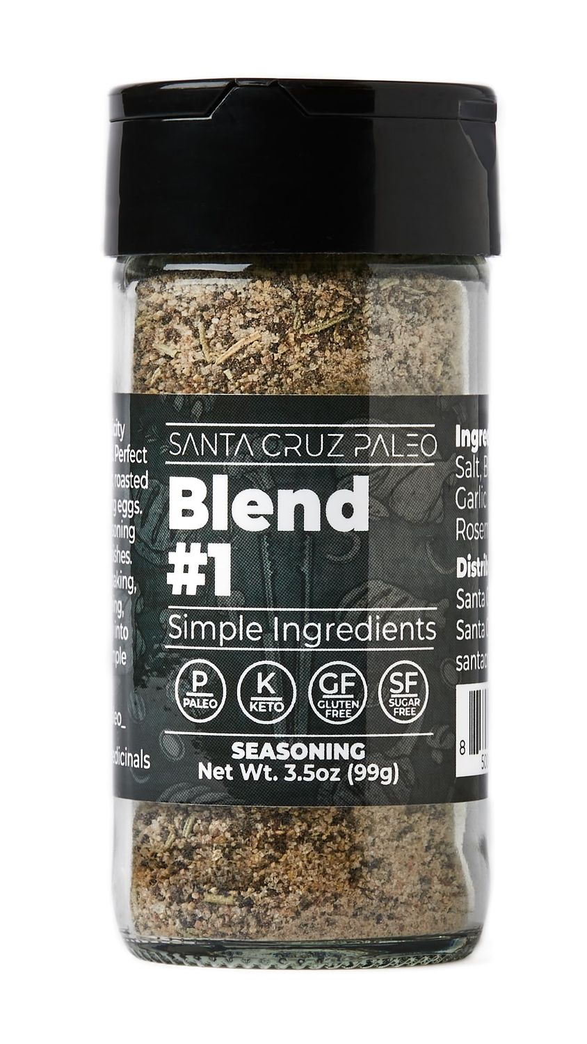 Santa Cruz Paleo Seasoning (Blend #1), Gluten Free, Keto, Sugar Free, and Paleo, Garlic, Sea Salt, Rosemary, and Black Pepper, All Purpose Spice Blend Seasonings for Cooking, Grilling, 3.5 oz