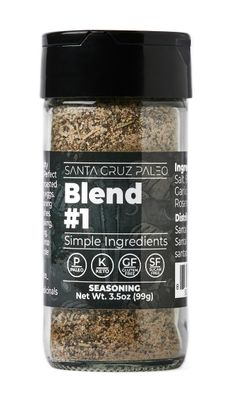 Santa Cruz Paleo Seasoning (Blend #1), Gluten Free, Keto, Sugar Free, and Paleo, Garlic, Sea Salt, Rosemary, and Black Pepper, All Purpose Spice Blend Seasonings for Cooking, Grilling, 3.5 oz