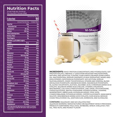Vi-Shape Banana Bread Electrolyte 1 Shake Pouch (24 Servings) + 1 Box Banana Bread Mix-in (15 Servings) Daily Energy - Enhance Endurance, Formerly Known as Visalus