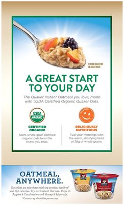 Quaker Organic Instant Oatmeal - Regular - 8 ct