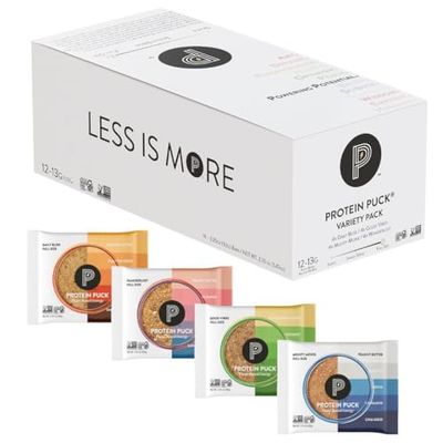 Protein Puck Plant Based Bars | Snacks with 12-13 grams of Vegan Protein | Gluten Free, Non Dairy, Kosher Certified Non GMO Premium Healthy Bars | Variety, 16 Count (1 Pack)