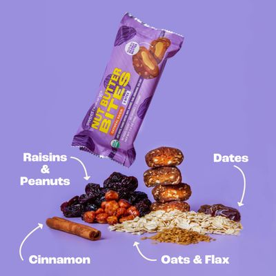 Sweet Nothings, Oatmeal Raisin, USDA Organic Nut Butter Bites Protein Bar, Nut &amp; Date Snack, Filled with Peanut Butter, 12-2 Bite Value Packs - No Added Sugar, Plant Based, Vegan, Only 7 Ingredients