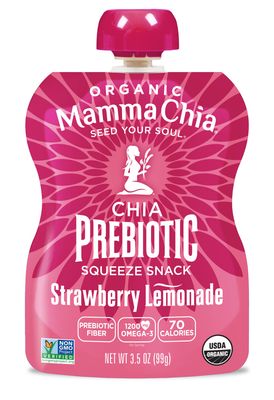 Mamma Chia Organic Prebiotic Squeeze Snack, Strawberry Lemonade, 16- 3.5 Ounce , Fiber-Rich Prebiotic Gut Support, USDA Organic, Non-GMO, Vegan, Gluten Free (Pack of 16)
