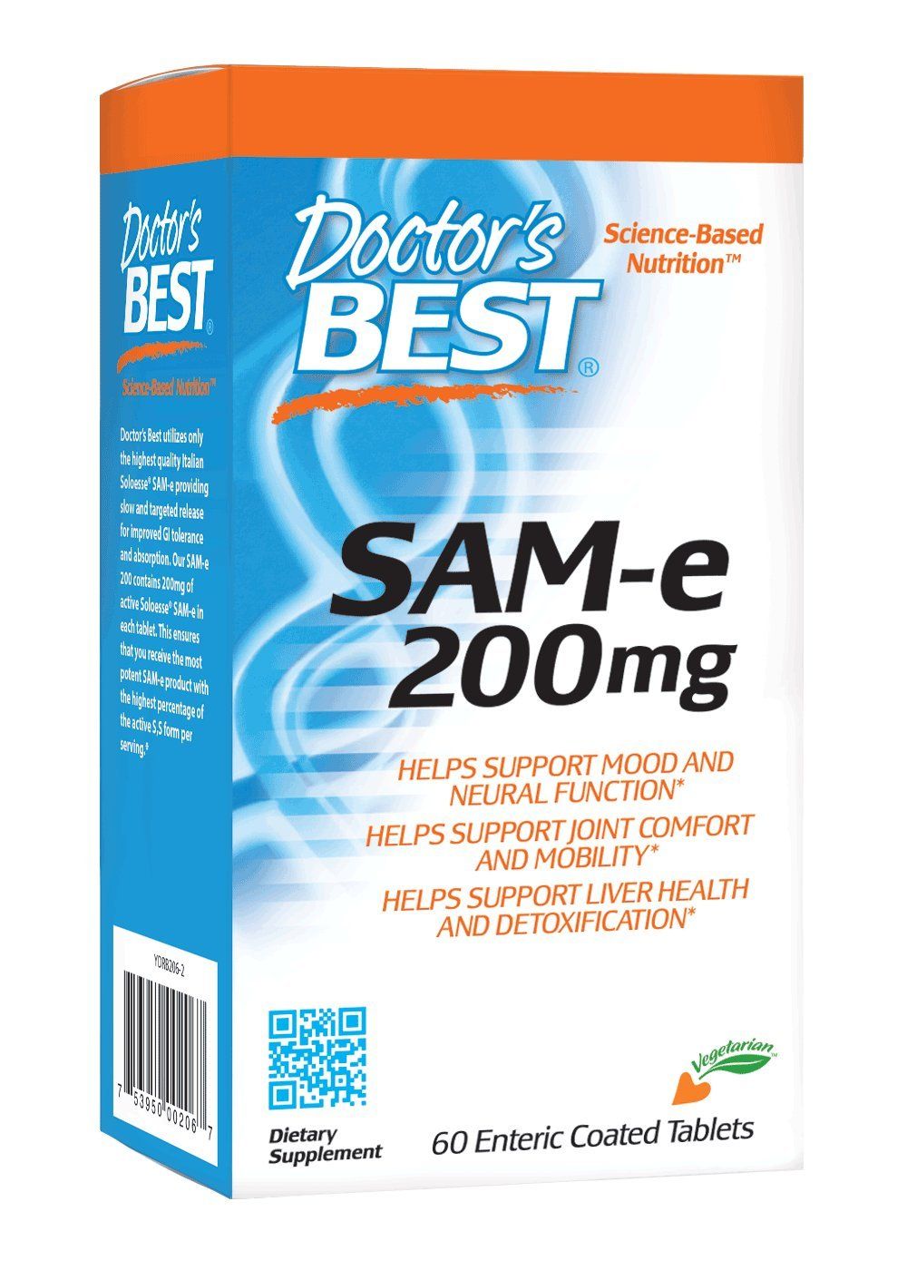 Doctor&#39;s Best SAM-e Mood &amp; Joint Support &amp; Liver Health (Pharmaceutical Grade/Non-GMO/Gluten Free/Vegetarian), Tablet, 60 Count (Pack of 1)
