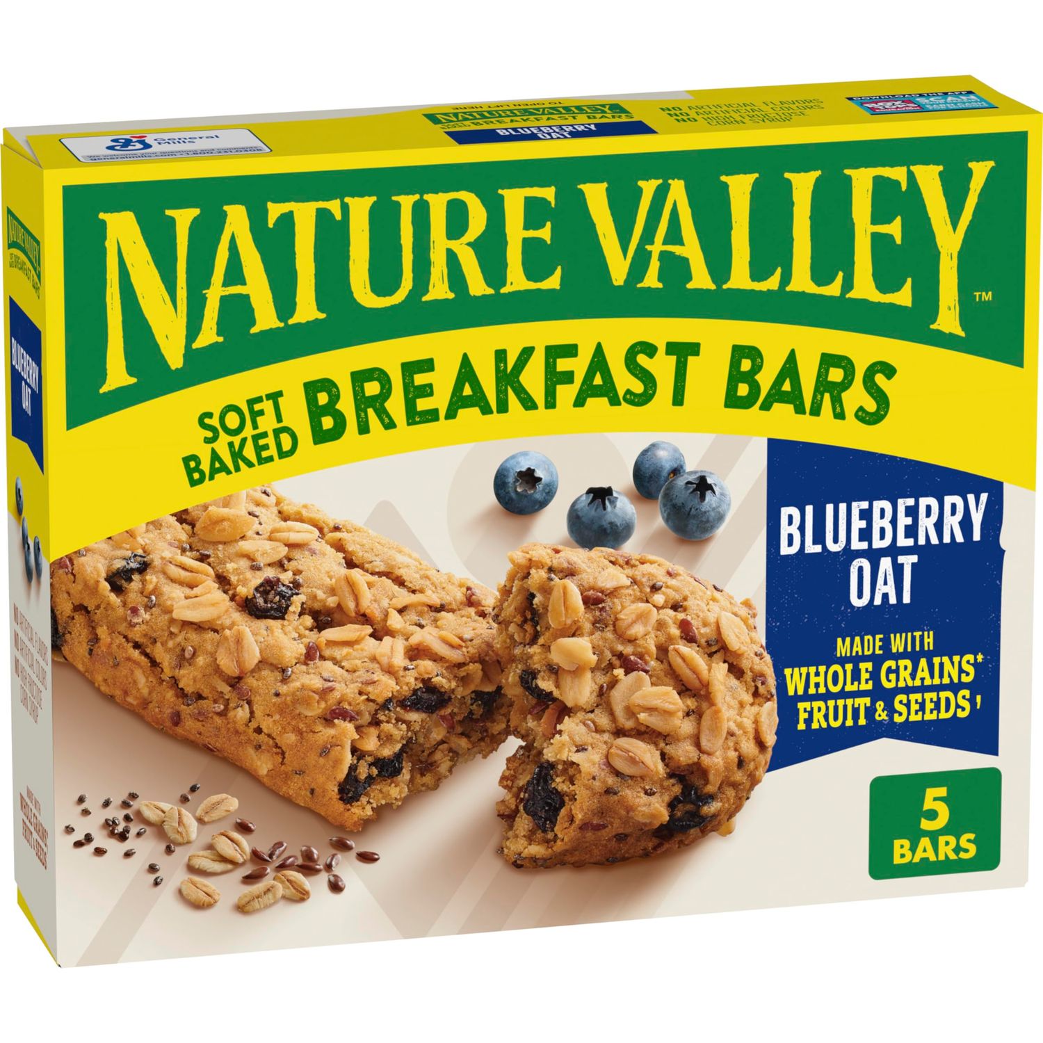 Nature Valley Soft Baked Breakfast Bars, Blueberry Oat, Morning Snacks, 5 Count, 8.85 oz