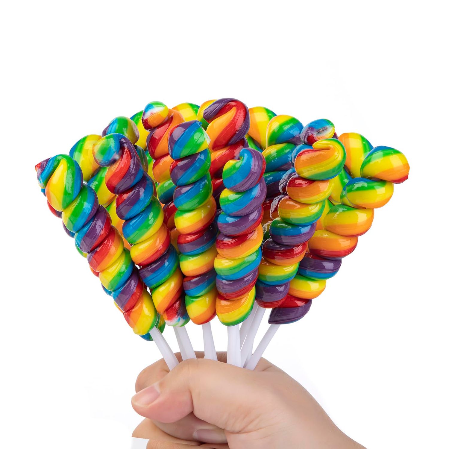 Rainbow Twist Lollipops Individually Wrapped Bulk, Twisty Lollipop, Kid&#39;s Lollipops Candy for Birthday Party, Mixed Fruit Flavor 15 Pack - Big Size