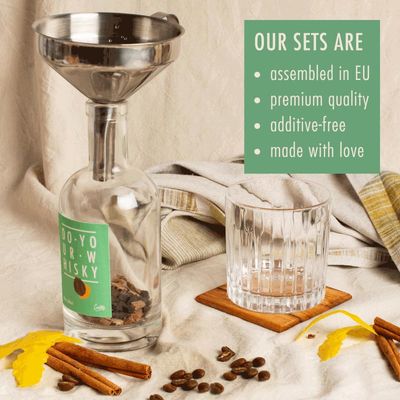 Whiskey Infusion Kit by Craftly | Citrus, Spice, Herbal Infusions for Homemade Cocktails | DIY Whiskey Kit | Unique Gift for Men & Women | Birthday Day Gift idea for Him, Her