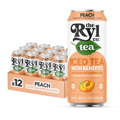 Ryl Iced Tea, Peach, Antioxidant Superblend, Zero Sugar, Low Carb, Zero Calorie Iced Tea, 16.0 Fl Oz (12-Pack)