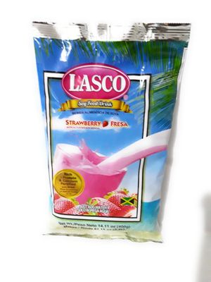 Lasco Soy Food Drink 400 grams, Available in 5 flavors (Vanilla, Strawberry, Chocolate, Almond, Creamy malt) (Strawberry)