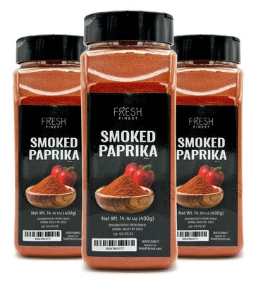 Fresh Finest Smoked Paprika - 14oz Smoked Paprika Powder - Premium Paprika Seasoning for Cooking, Meat Rubs, Marinades, Sauces, Goulash - No Preservatives &amp; Fillers - Rich and Intense Flavor (3 Pack)