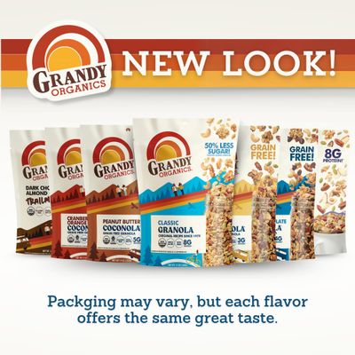 Grandy Organics Classic Granola, Certified Organic Granola Cereal, Low Sugar - Made with Oats, Pumpkin Seeds, Walnuts and Cashews, 12oz Bags, Bulk Pack of 6