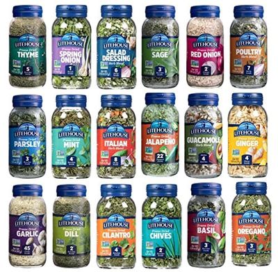 Litehouse Freeze-Dried Herbs All 18 Herbs and Blends Variety Gift Pack Collection (14 Herbs, 4 Herb Blends) - Substitute for Fresh Herbs, Gluten-Free, Keto Friendly, Non-GMO, Organic Spice - 18-Pack