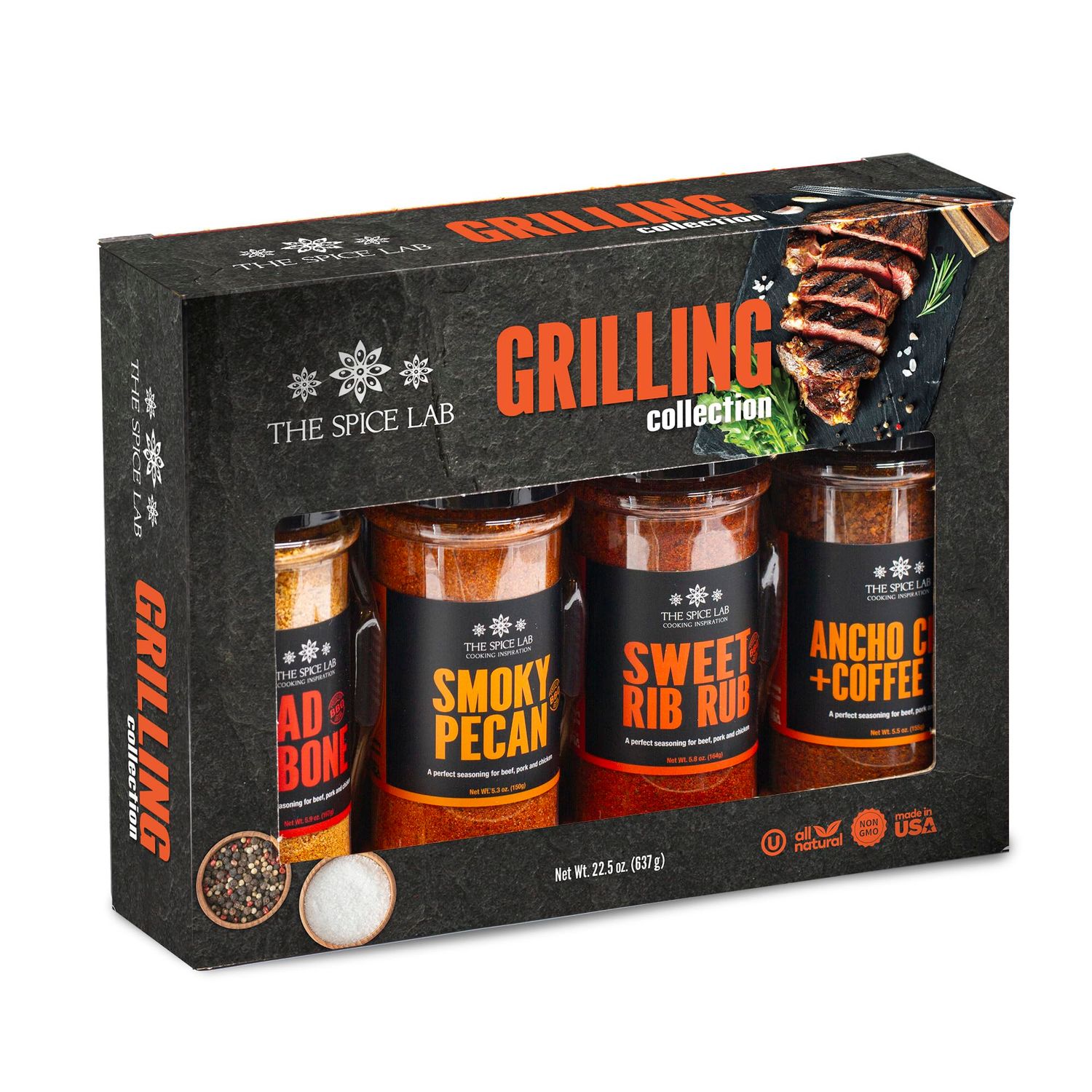The Spice Lab BBQ Barbecue Spices and Seasonings Set - Ultimate Grilling Accessories Set - Gift Kit for Barbecues, Grilling, and Smoking - Great Gift for Men or Gift for Dad Made in the USA