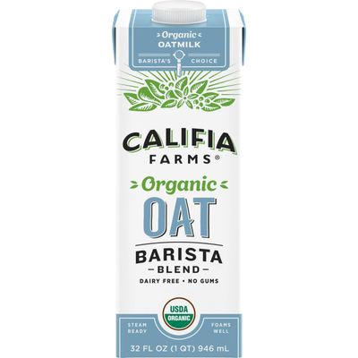 Califia Farms - Organic Oat Barista Blend Oat Milk, 32 oz, Shelf Stable, Dairy Free, Plant Based, Vegan, Non GMO, Organic Milk, Creamer, Milk Frother, Oatmilk
