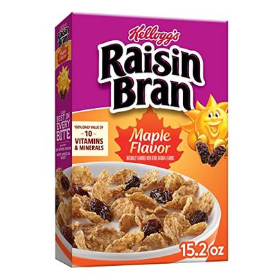 Raisin Bran Cold Breakfast Cereal Maple Flavor, 15.2oz Box (1 Box)