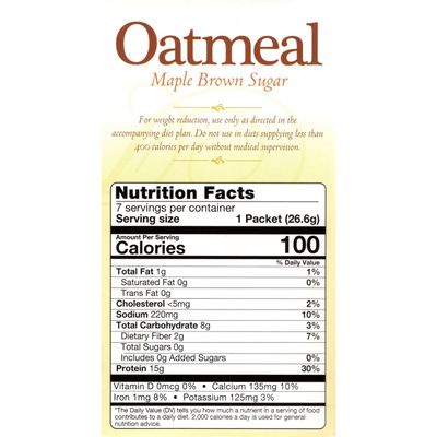 Nutmeg State Nutrition HealthyWise - High Protein Oatmeal, 15g Protein, Low Calorie, High Fiber, Low Sugar, Low Fat, Ideal Protein Compatible, 7 Servings Per Box (Maple Brown Sugar)