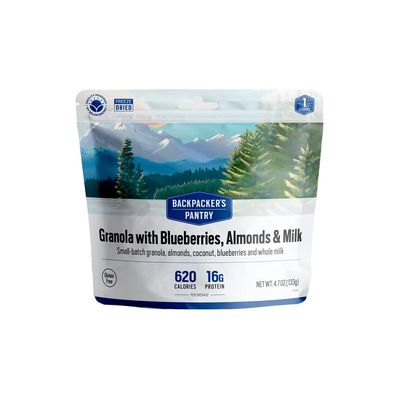 Backpacker&#39;s Pantry Granola with Blueberries Almonds &amp; Milk - Freeze Dried Backpacking &amp; Camping Food - Emergency Food - 16 Grams of Protein, Vegetarian - 1 Count