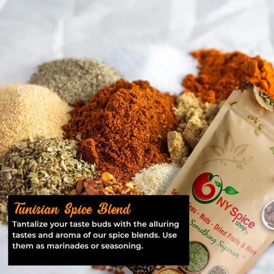 NY SPICE SHOP Tunisian Seasoning Blend - Harissa Seasoning - Mixed Spice Powder - Spicy Seasoning Mix - Herb Spice Flavor - Great For Harissa Paste (4 Ounce)
