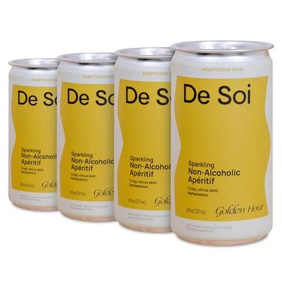 De Soi Golden Hour by Katy Perry - Sparkling Beverages, Natural Botanicals, Adaptogen Drink, Lemon Balm, L-theanine, Vegan, Gluten-Free, Ready to Drink 4-pack cans (8 fl oz)