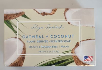 Shugar Soapworks Oatmeal &amp; Coconut Soap 5 Oz - Plant Based, Vegan, Natural, Pure, No Dyes, Sulfate &amp; Paraben Free