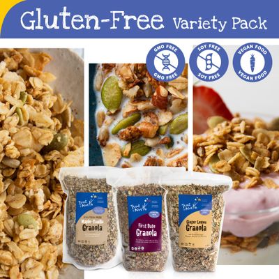 True North Granola - Gluten Free Granola Variety Pack - Maple Vanilla, First Date, &amp; Ginger Lemon Granola, All Natural, Non-GMO, Vegan, 12 oz. (Pack of 3)