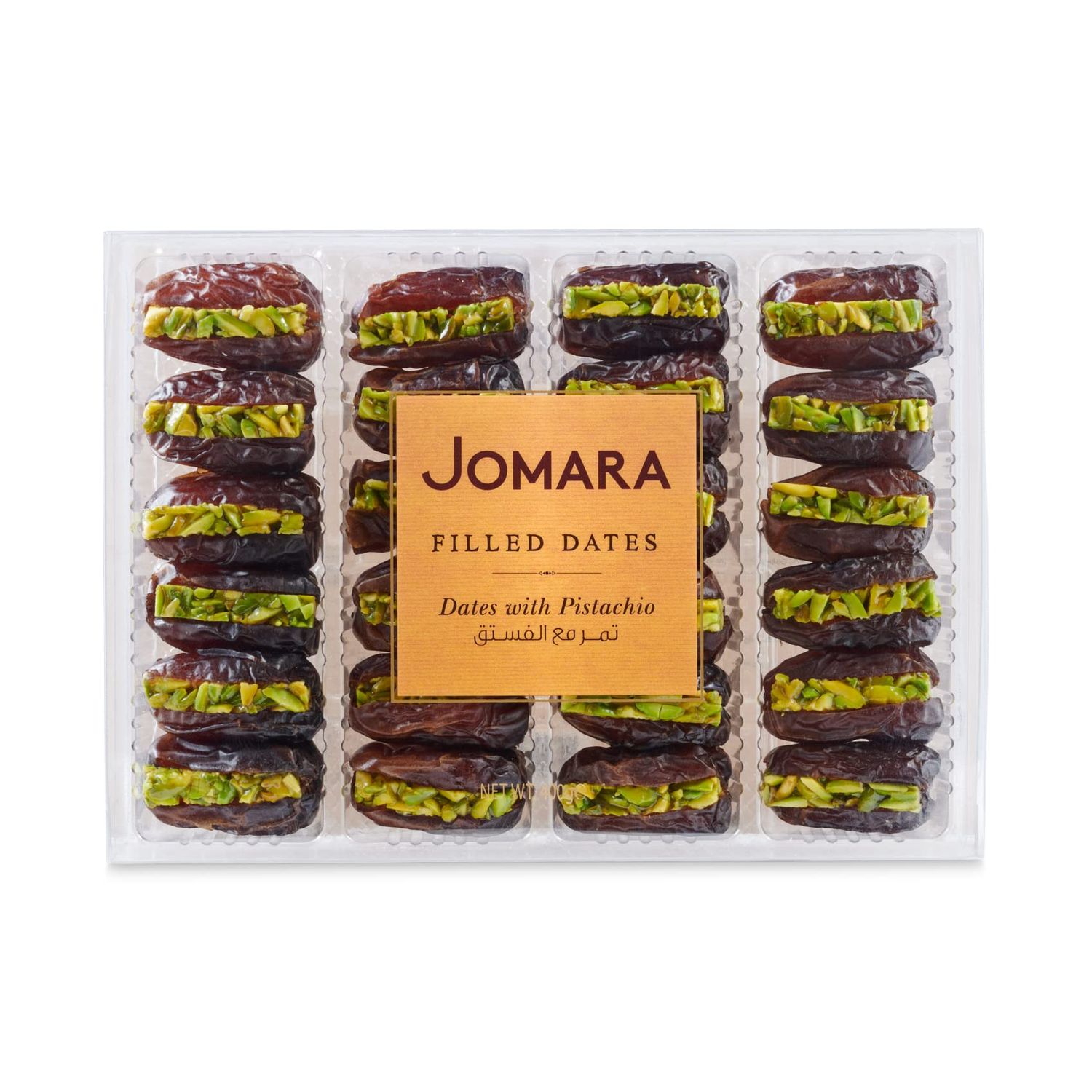 Jomara Organic Dates with Pistachio 14oz (400g) | Healthy Dried Fruit | Fiber and Antioxidants Natural Source | Vegan, Gluten Free, Paleo | (Pack of 1)