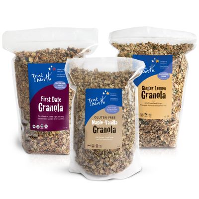 True North Granola - Gluten Free Granola Variety Pack - Maple Vanilla, First Date, &amp; Ginger Lemon Granola, All Natural, Non-GMO, Vegan, 12 oz. (Pack of 3)
