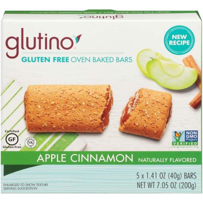 Glutino Gluten Free Breakfast Bars, Apple, 5-Count Boxes (Pack of 6)