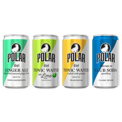 POLAR Diet Mixers Variety Pack, Diet Ginger ale, Diet Tonic With Lime, Diet Tonic, and Club Soda, Premium Cocktail Mixers 7.5oz Can | 24 PACK By LastFuel. POLAR Diet Mixers Variety Pack, Diet Ginger ale, Diet Tonic With Lime, Diet Tonic, and Club Soda, Premium Cocktail Mixers 7.5oz Can | 24 PACK By LastFuel.