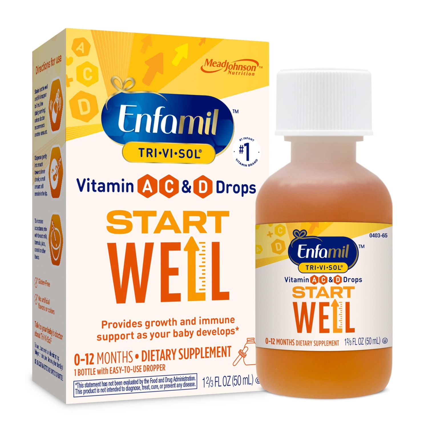Enfamil Tri-Vi-Sol Infant Multivitamin Drops, Supports Growth &amp; Immune Health for Babies, 50mL Bottle