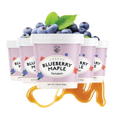 Mylk Labs Blueberry Maple Gluten Free Oatmeal Cups - Low Sugar Breakfast, High Fiber Thin Rolled Oats, High Protein Instant Oatmeal, Non GMO, Vegan - 6 Pack