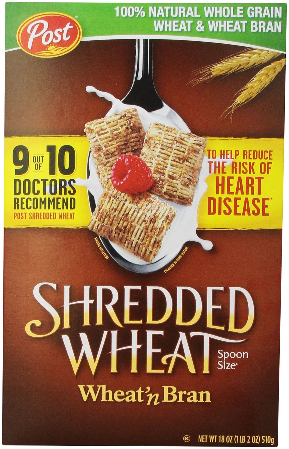 Post, Shredded Wheat, Wheat &amp; Bran Cereal, 18 oz - SET OF 2